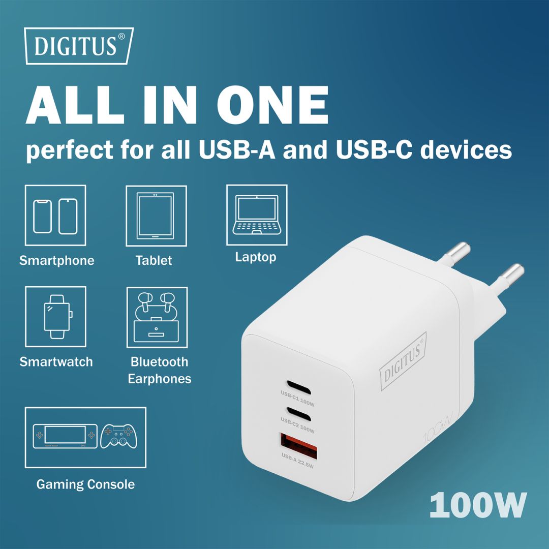 Digitus DA-10304 100W USB GaN Charger White