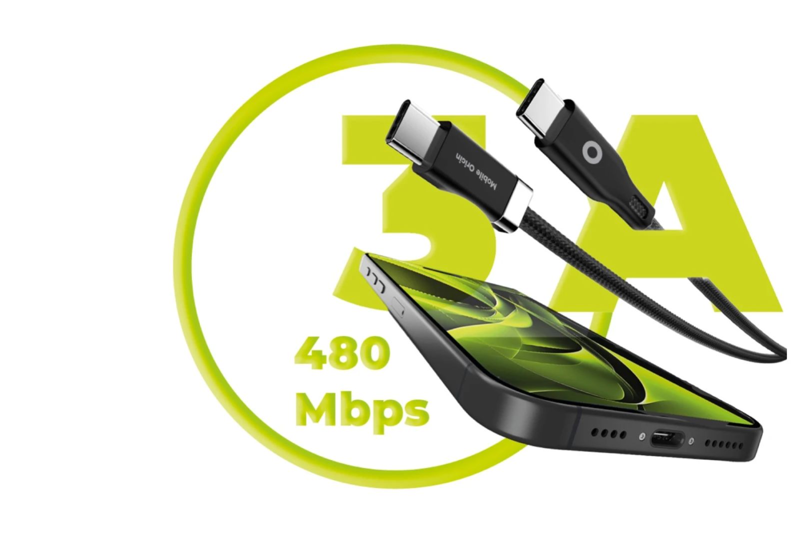 Mobile Origin 60W Magnetic StayCable USB-C to USB-C 1,5m Black