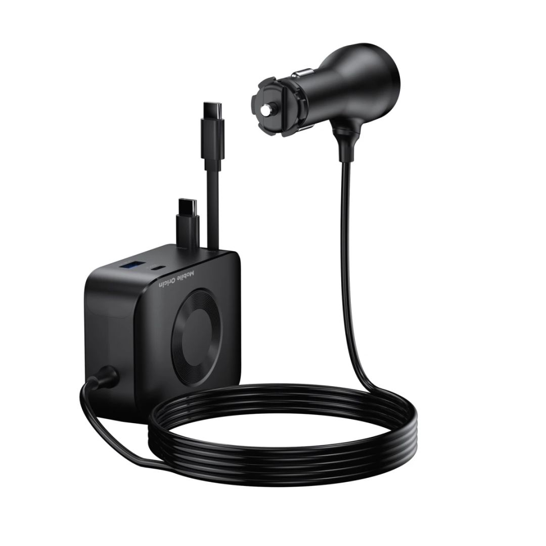 Mobile Origin 75W 5in1 Car Charger CA23 - 2x USB-C + USB-A Port, 2x USB-C cable Black