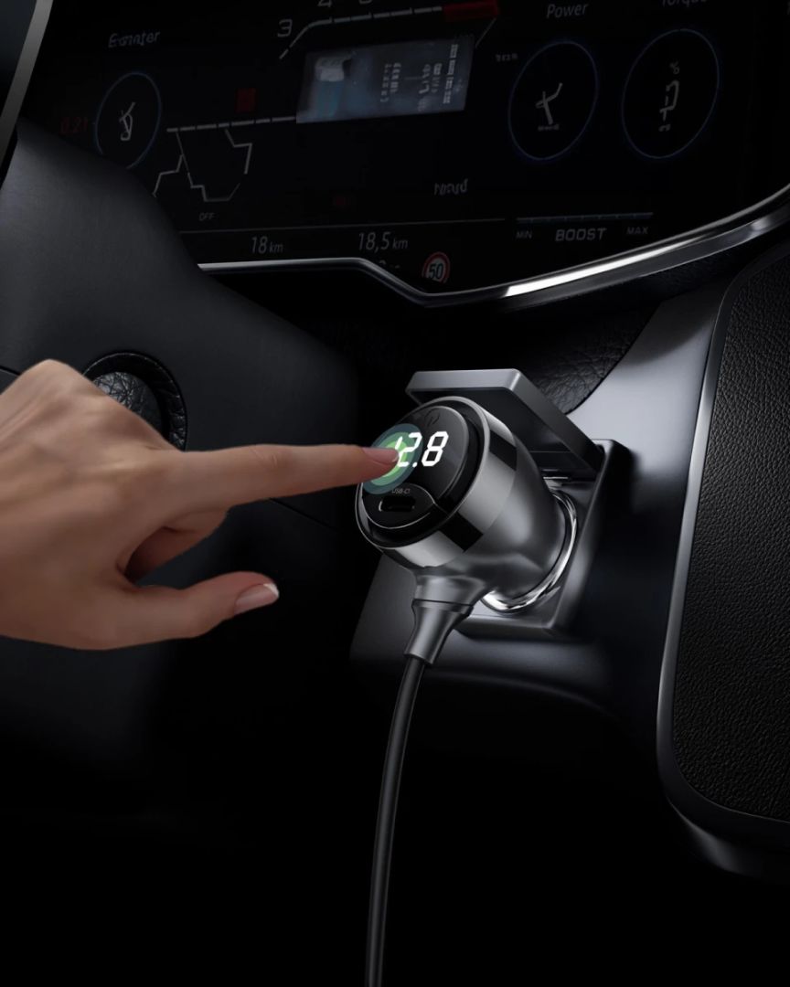 Mobile Origin 75W 5in1 Car Charger CA23 - 2x USB-C + USB-A Port, 2x USB-C cable Black