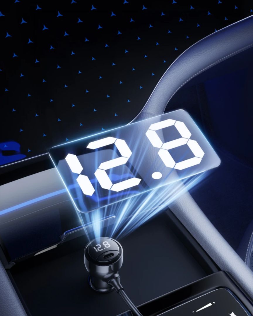 Mobile Origin 75W 5in1 Car Charger CA23 - 2x USB-C + USB-A Port, 2x USB-C cable Black