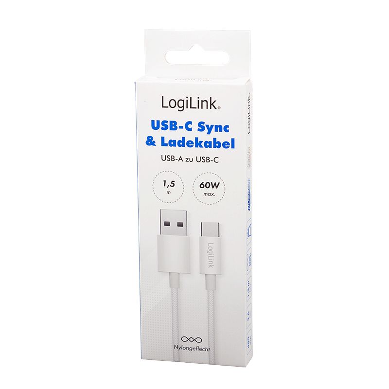 Logilink USB 2.0 C/M - A/M 60W cable 1,5m White