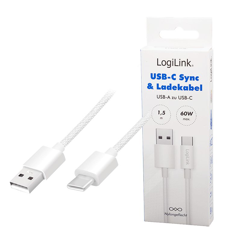 Logilink USB 2.0 C/M - A/M 60W cable 1,5m White