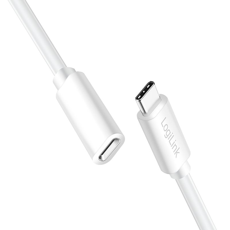 Logilink USB 2.0 C/M-USB-C/F PD cable 3m White