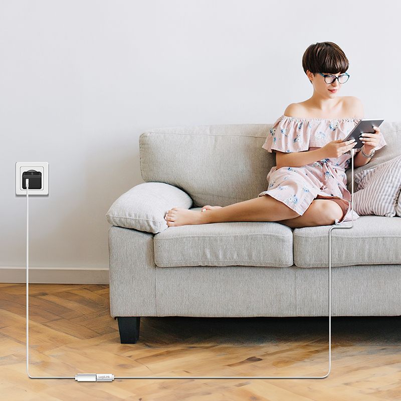 Logilink USB 2.0 C/M-USB-C/F PD cable 3m White