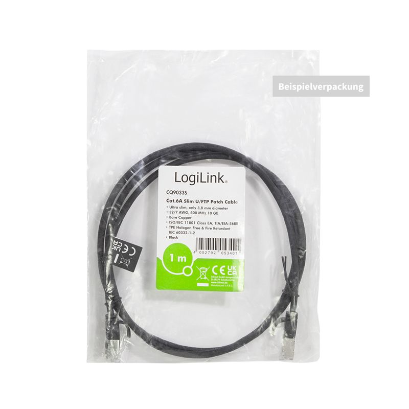 Logilink CAT6A U-FTP Patch Cable 3m Black