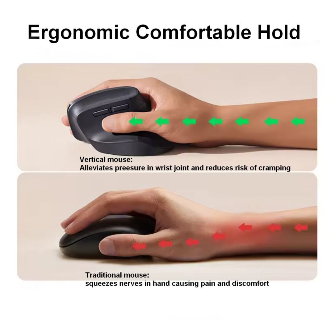 EQuip Ergonomic Dual Mode Wireless Mouse Black