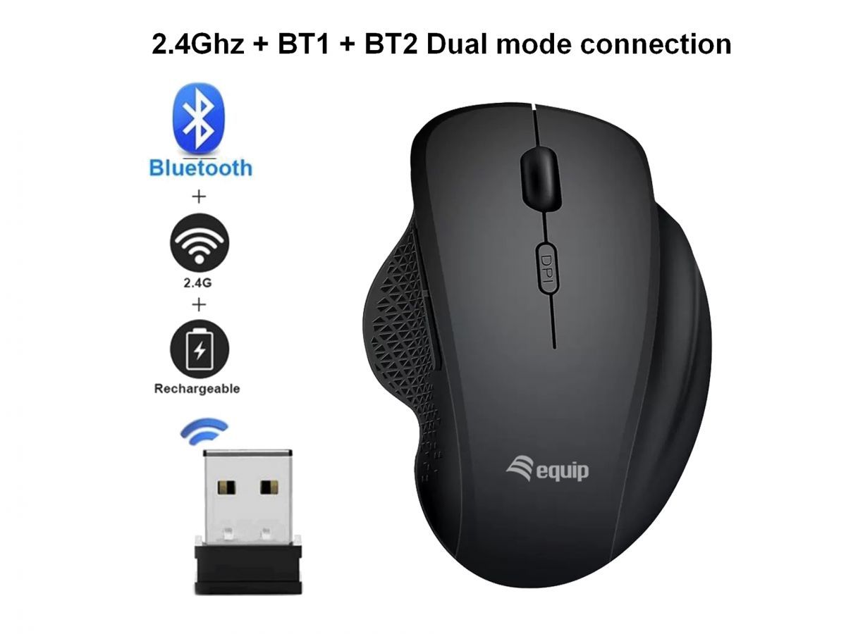 EQuip 6-Button Dual Mode Wireless Mouse Black