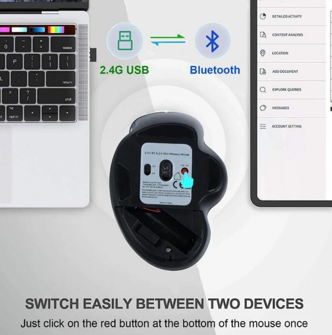 EQuip 6-Button Dual Mode Wireless Mouse Black