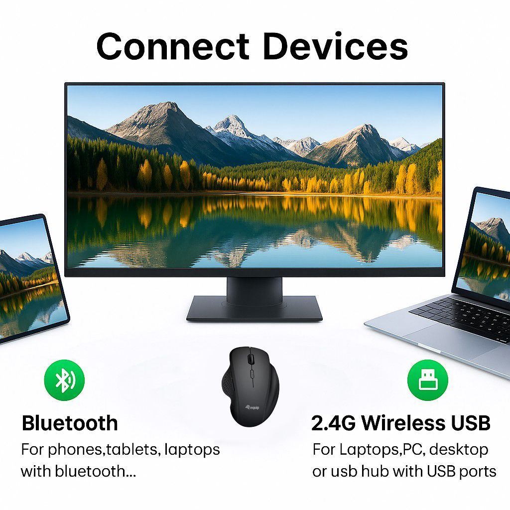 EQuip 6-Button Dual Mode Wireless Mouse Black