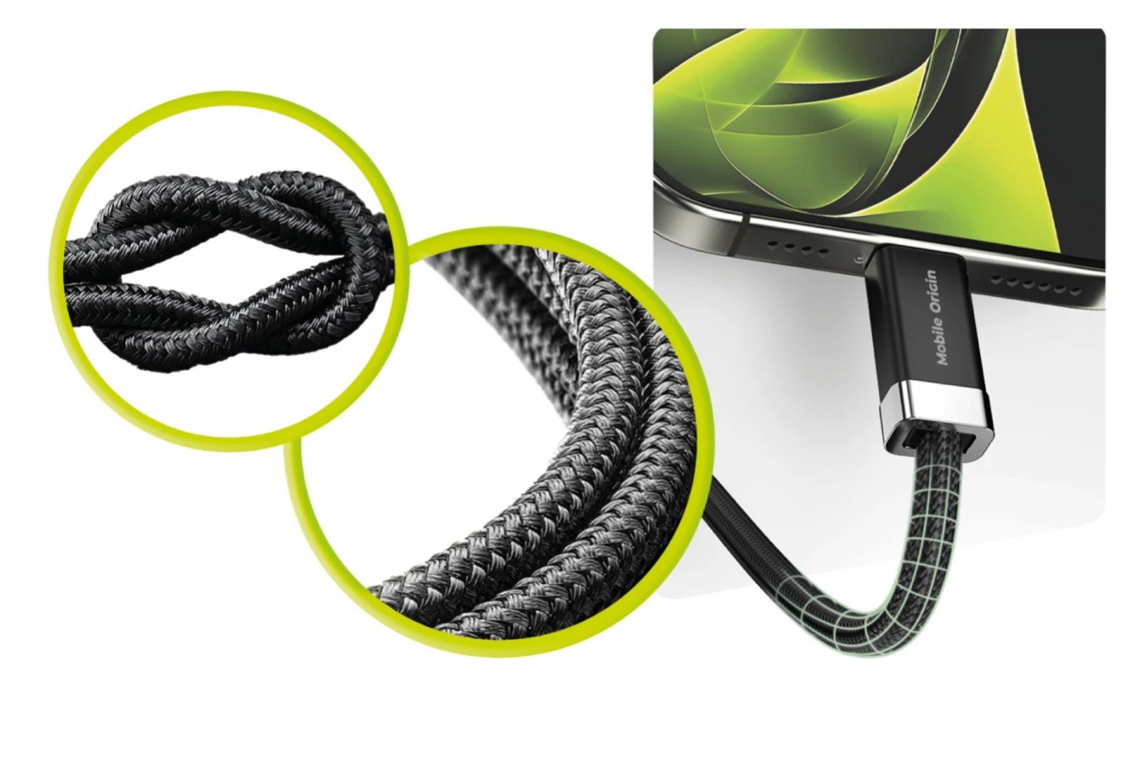 Mobile Origin 27W Magnetic StayCable USB-C to USB-A 1,5m Black