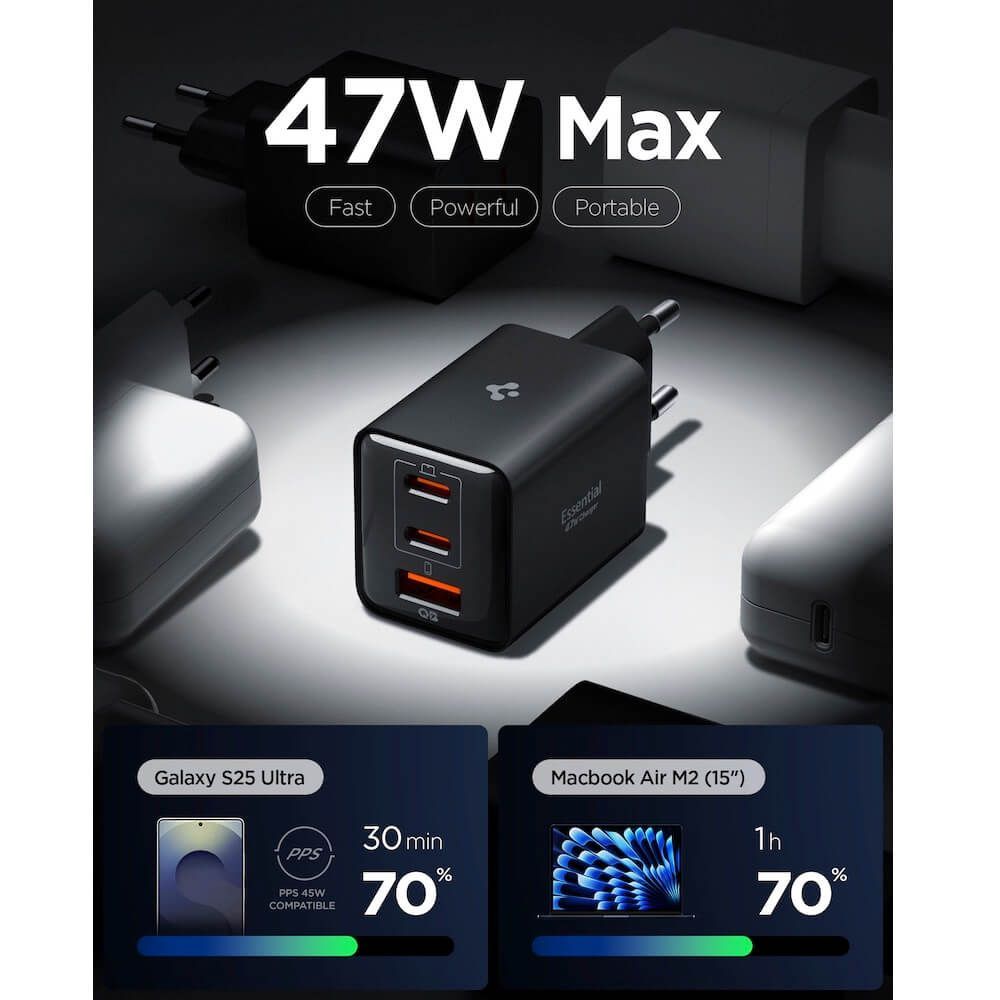 Spigen Essential 47W Wall Charger Black