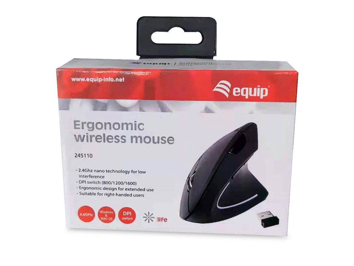 EQuip Ergonomic Wireless Mouse Black