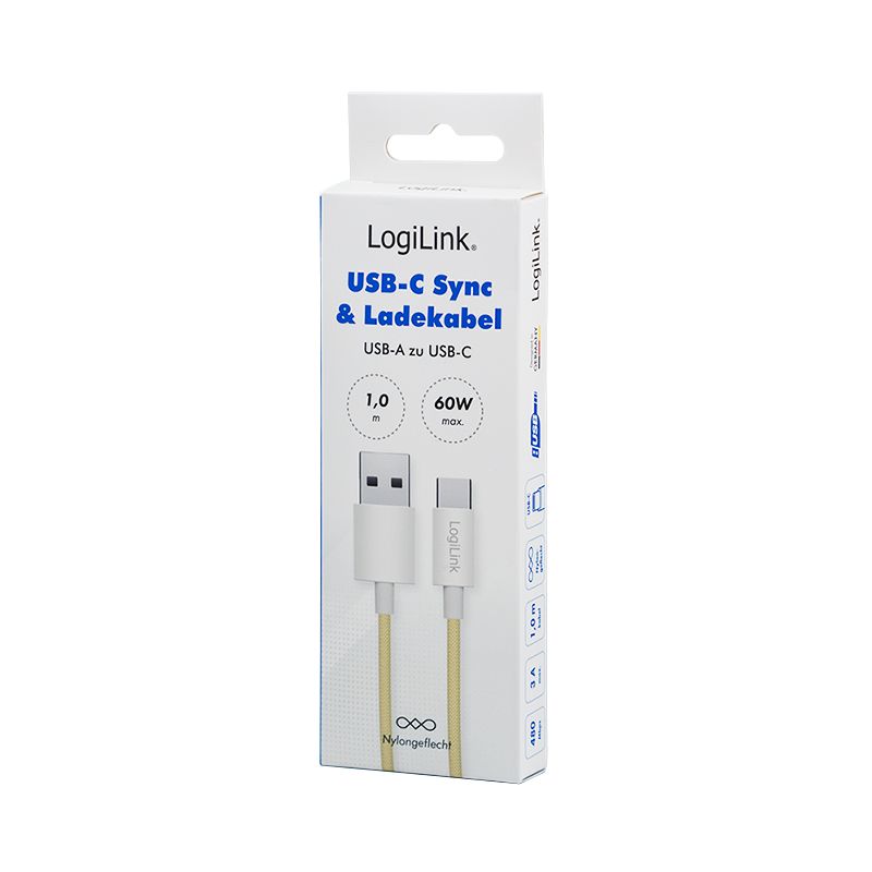 Logilink USB 2.0 Type-C C/M - A/M 60W cable 1m Yellow