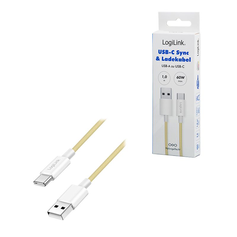 Logilink USB 2.0 Type-C C/M - A/M 60W cable 1m Yellow