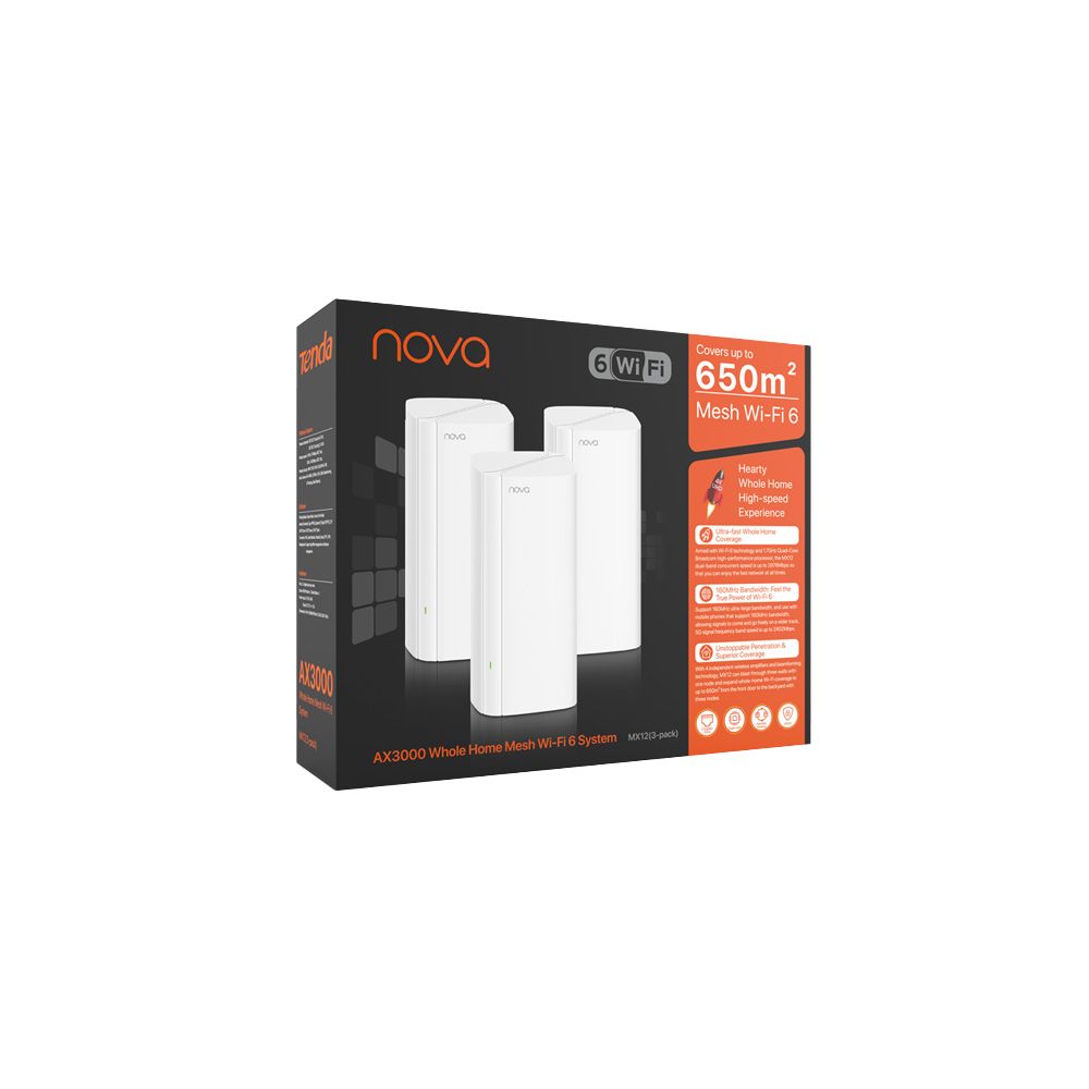 Tenda EX12 AX3000 Whole Home Mesh Wi-Fi 6 System (3-Pack)