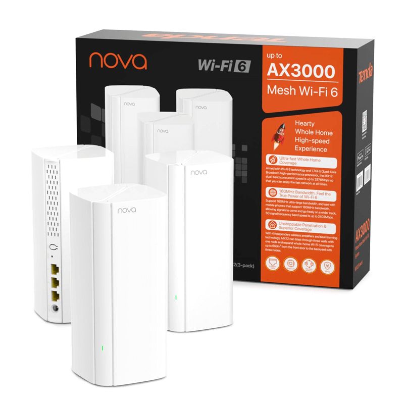 Tenda EX12 AX3000 Whole Home Mesh Wi-Fi 6 System (3-Pack)