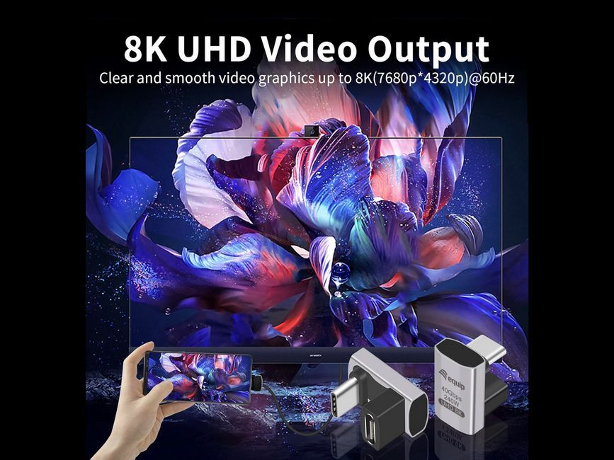 EQuip USB4 USB-C to USB-C U Plug Adapter 180° (2-pack)