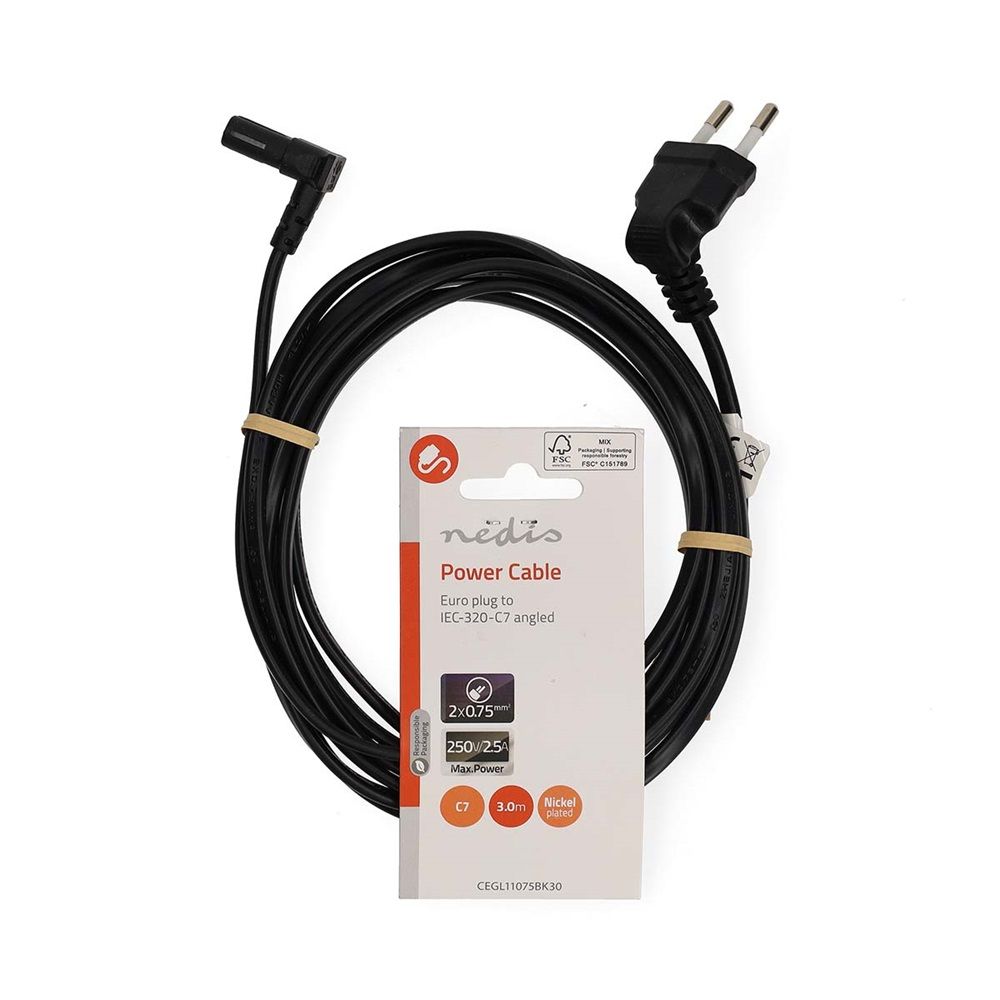 Nedis Euro Male to IEC-320-C7 Power Cable 3m Black