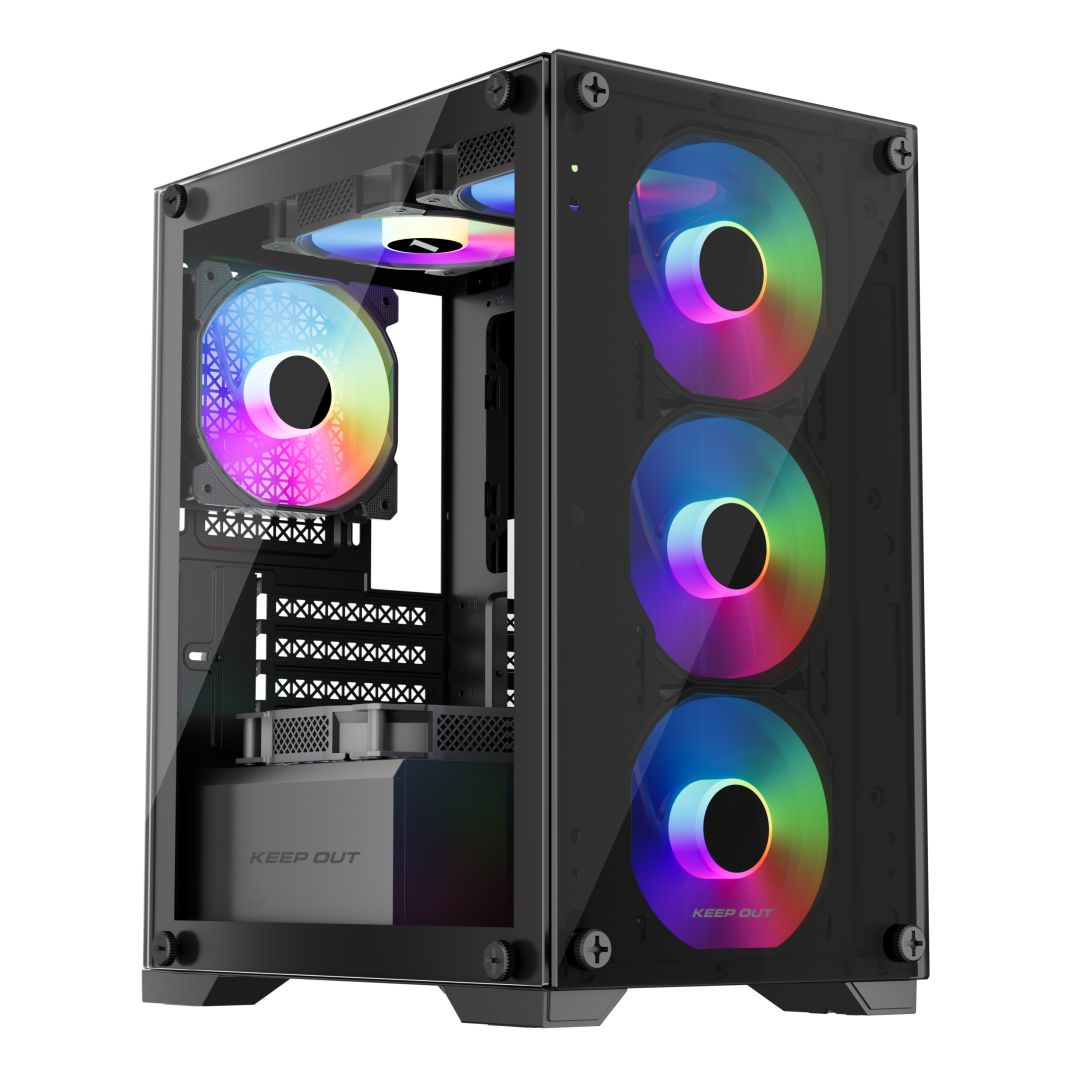 Keep Out XC-201 GLASS RGB Tempered Glass Black