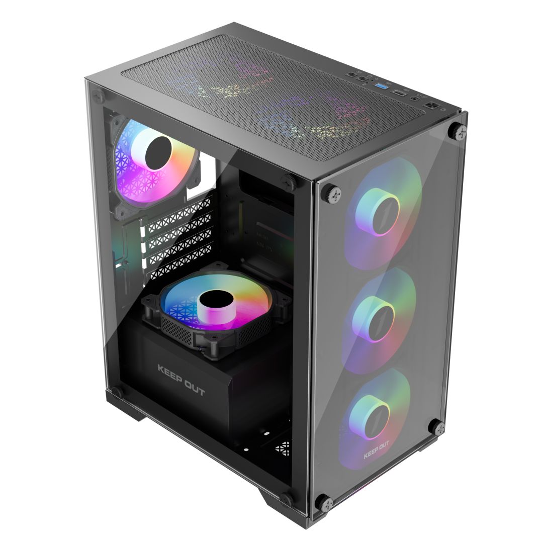 Keep Out XC-201 GLASS RGB Tempered Glass Black