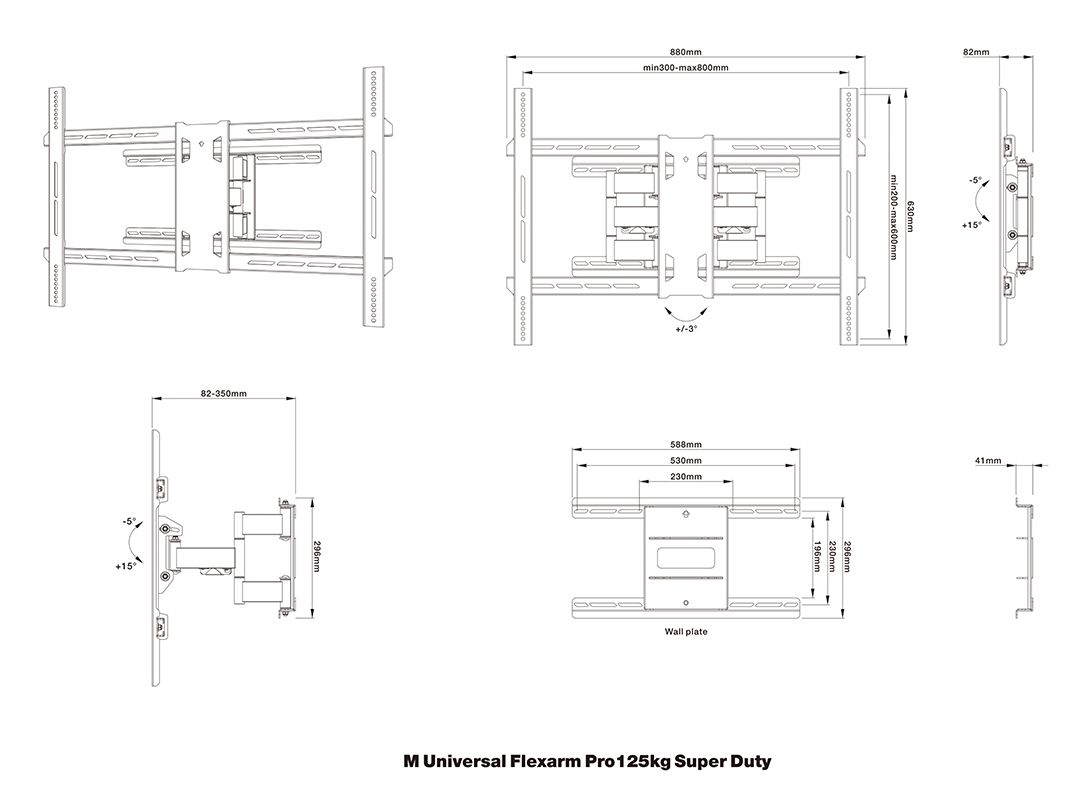 Multibrackets  Universal Flexarm Pro 125kg Super Duty 55