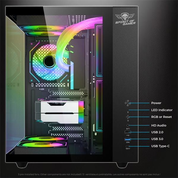 Spirit Of Gamer Bandit GT Tempered Glass Black
