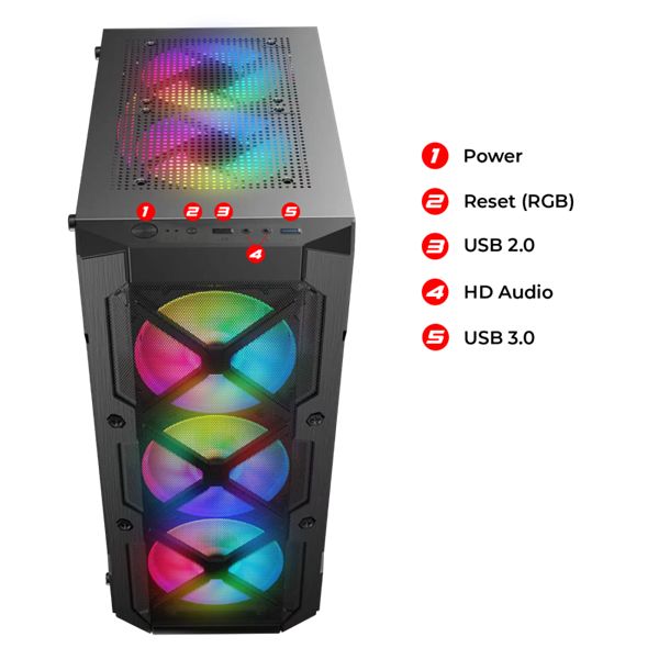 Spirit Of Gamer Rebel XT Tempered Glass Black