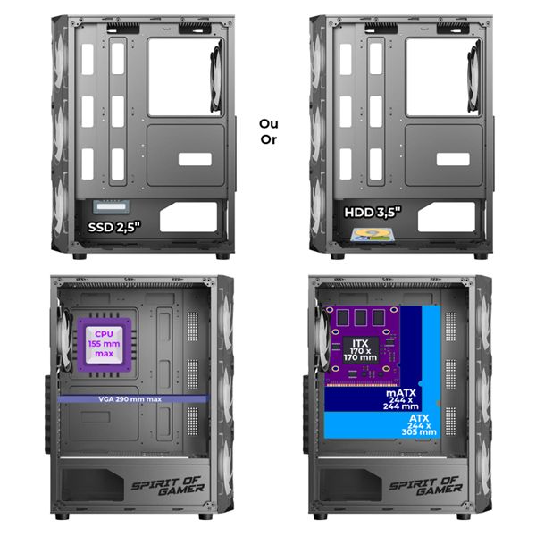 Spirit Of Gamer Rebel XT Tempered Glass Black