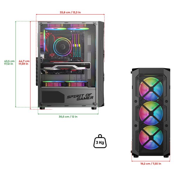 Spirit Of Gamer Rebel XT Tempered Glass Black