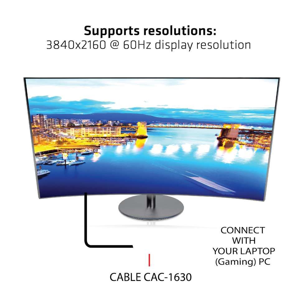 Club3D USB Type C + HDMI + MiniDisplayPort 1.2 to HDMI 4K60Hz HDR M/M Active Adapter Black