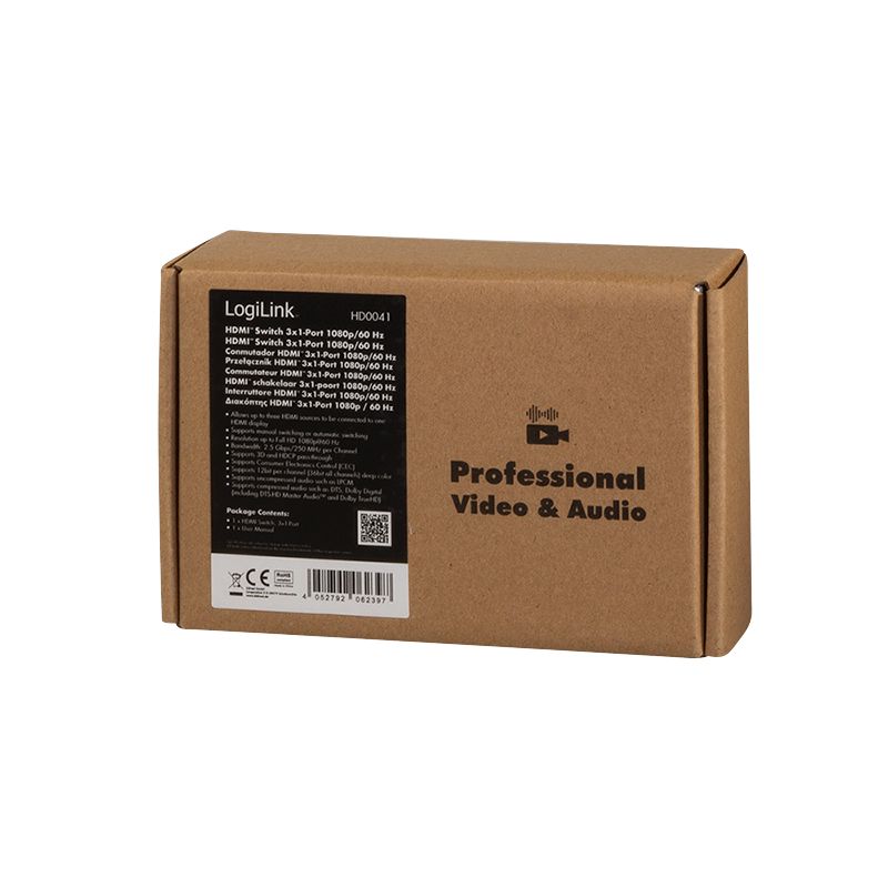 Logilink HD0041 HDMI Switch 3x1-Port 1080p/60Hz Black