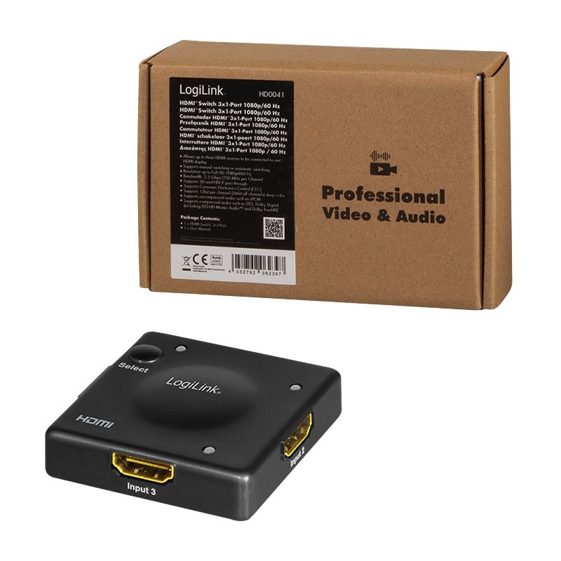 Logilink HD0041 HDMI Switch 3x1-Port 1080p/60Hz Black