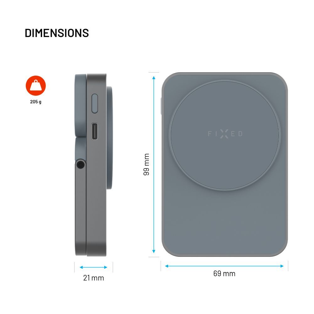 FIXED MagZen 5 állvány 5000 mAh PowerBank, szürke