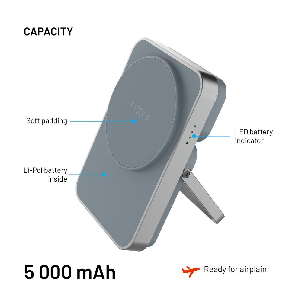FIXED MagZen 5 állvány 5000 mAh PowerBank, szürke