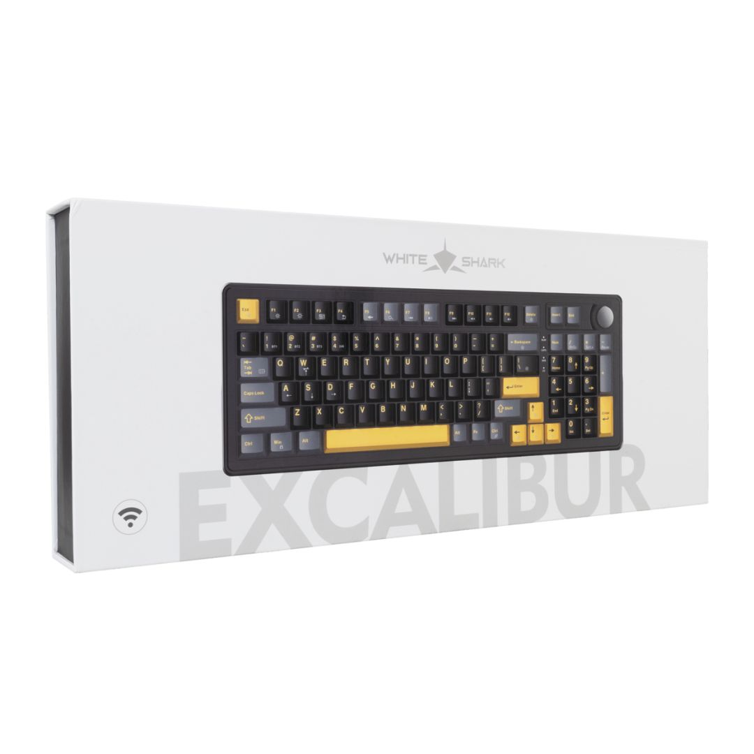 White Shark Excalibur Gaming Wireless Bluetooth Keyboard Black US
