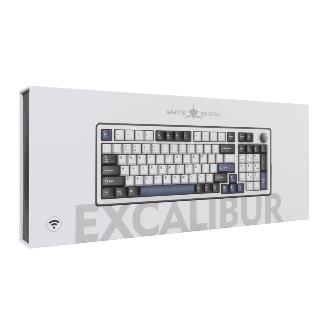White Shark Excalibur Gaming Wireless Bluetooth Keyboard White US