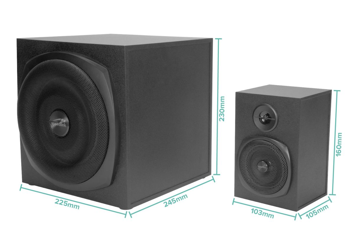 Speedlink Gravity LT 2.1 Subwoofer System Black