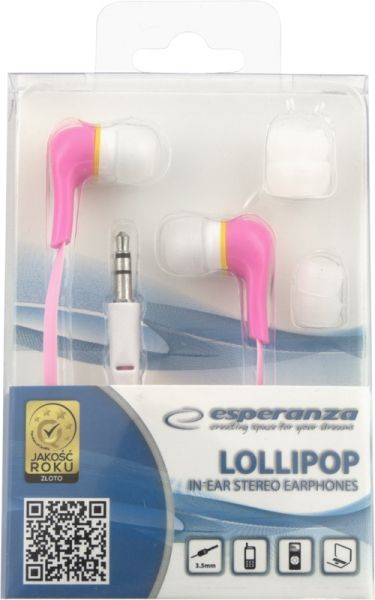 Esperanza EH146P Stereo Earphones Lollipop Pink
