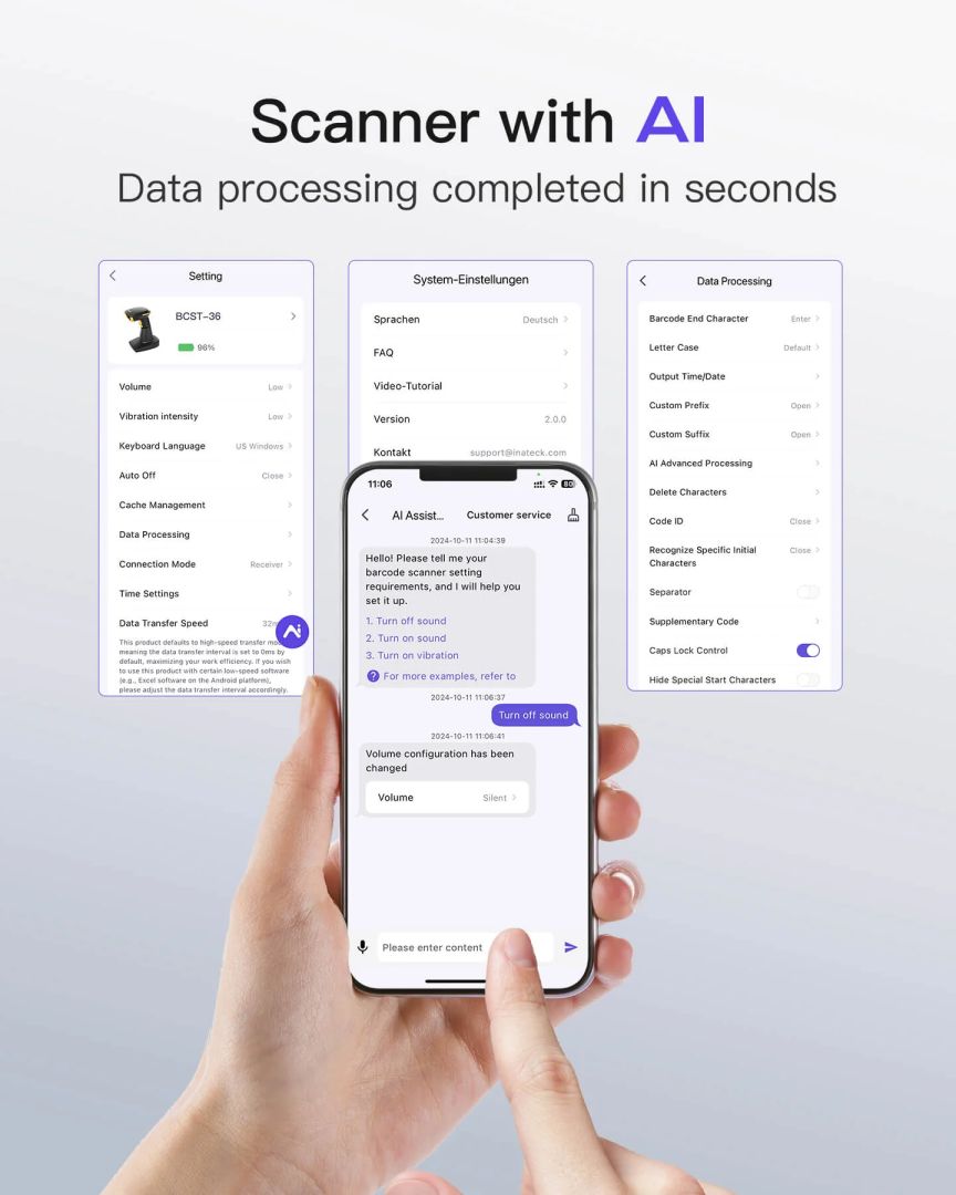 Inateck BCST-36 Vonalkódolvasó Black