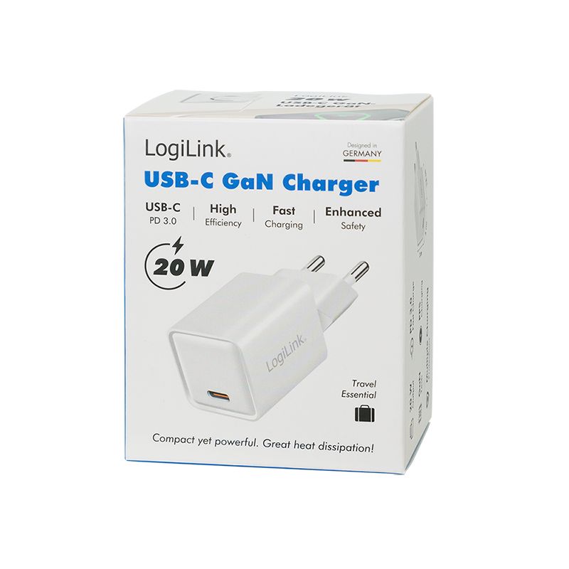 Logilink USB-C socket adapter 20W (PD+QC 3.0) White