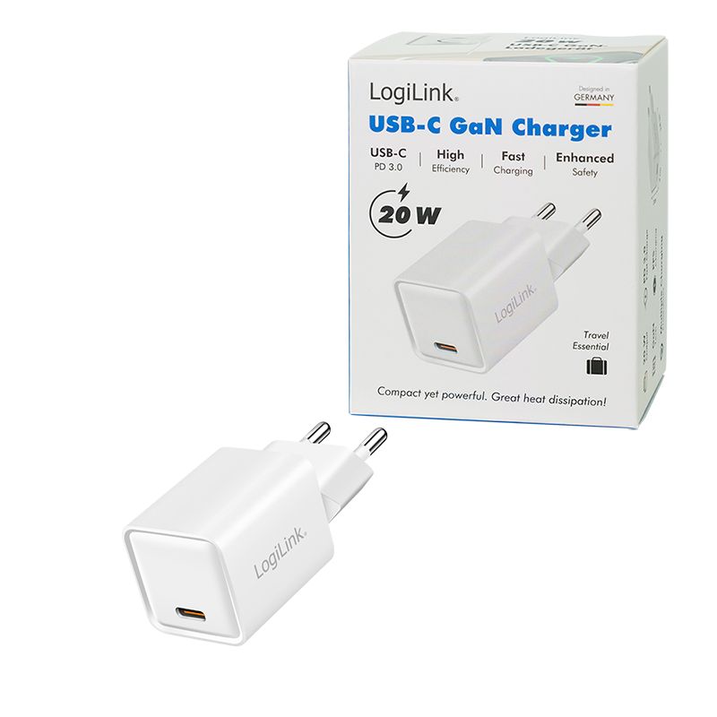 Logilink USB-C socket adapter 20W (PD+QC 3.0) White