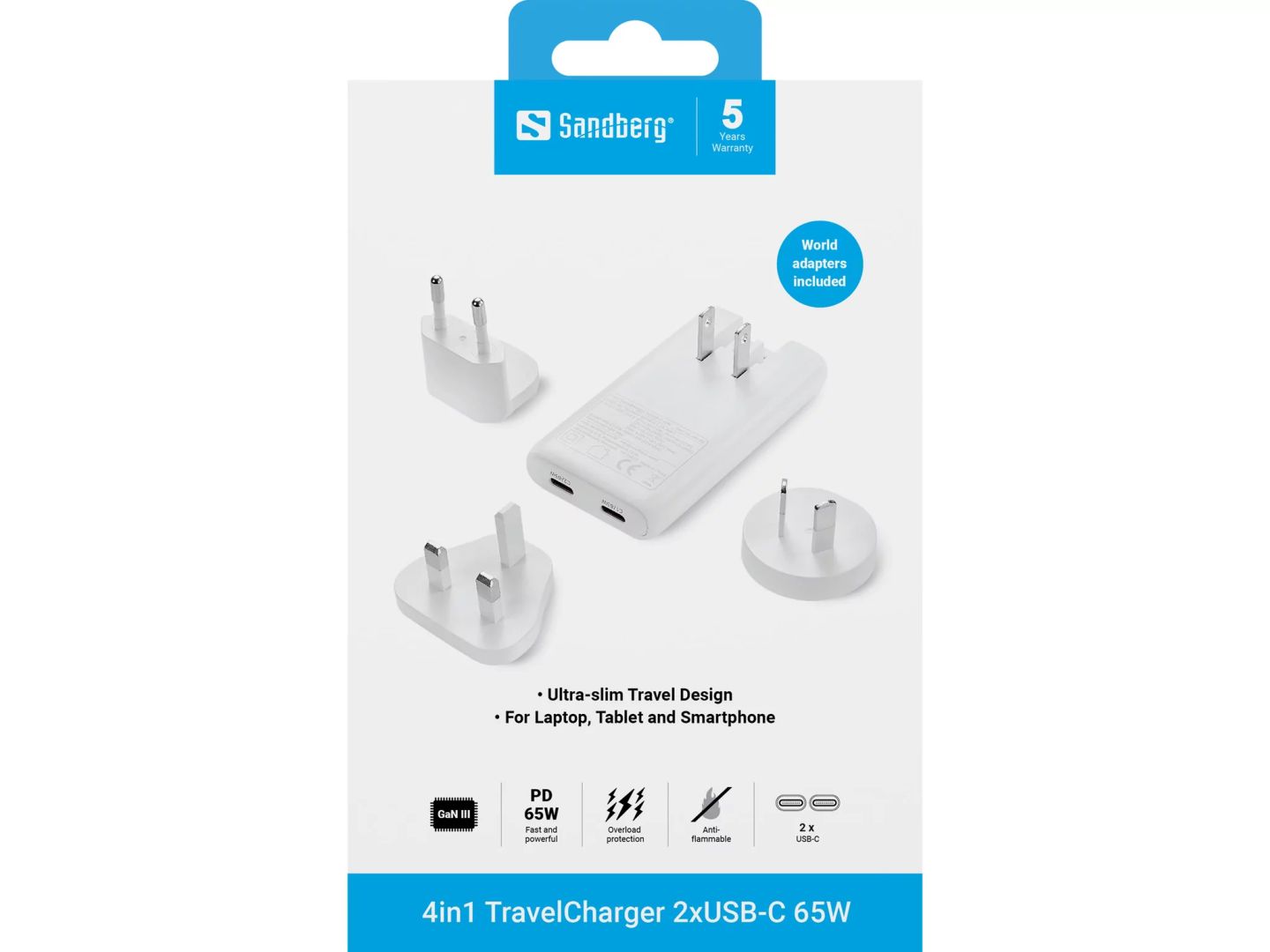 Sandberg 4in1 TravelCharger 2xUSB-C 65W White