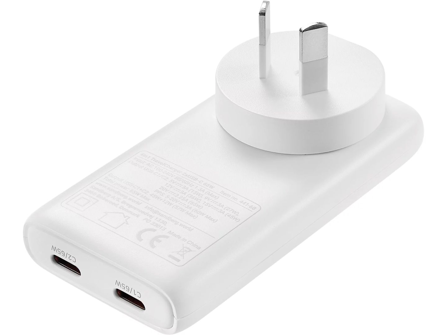 Sandberg 4in1 TravelCharger 2xUSB-C 65W White