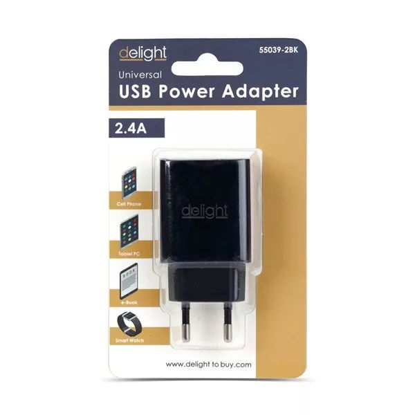 Delight USB-Ax2 charger adapter Black