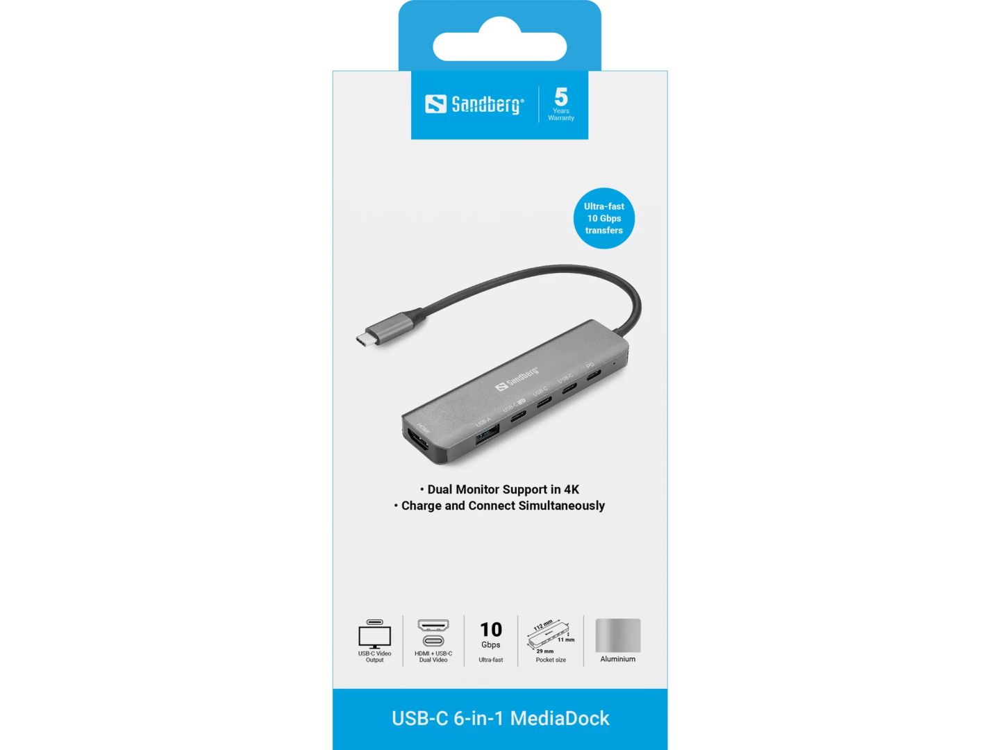 Sandberg USB-C 6-in-1 MediaDock