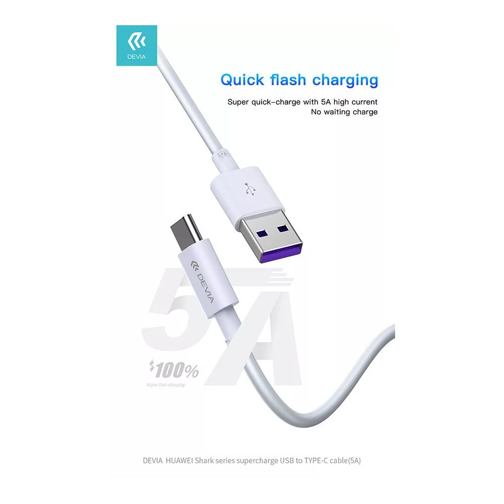 Devia Smart Series Super Charge USB To Type-C Cable Full Compatible 1,5m White