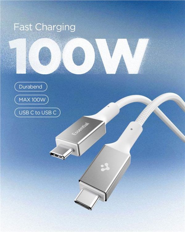 Spigen Essential USB-C to USB-C 100W Fabric Cable 1,5m White