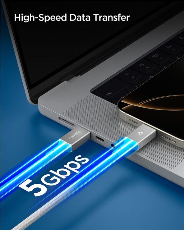 Spigen Essential USB-C to USB-C 100W Fabric Cable 1,5m White