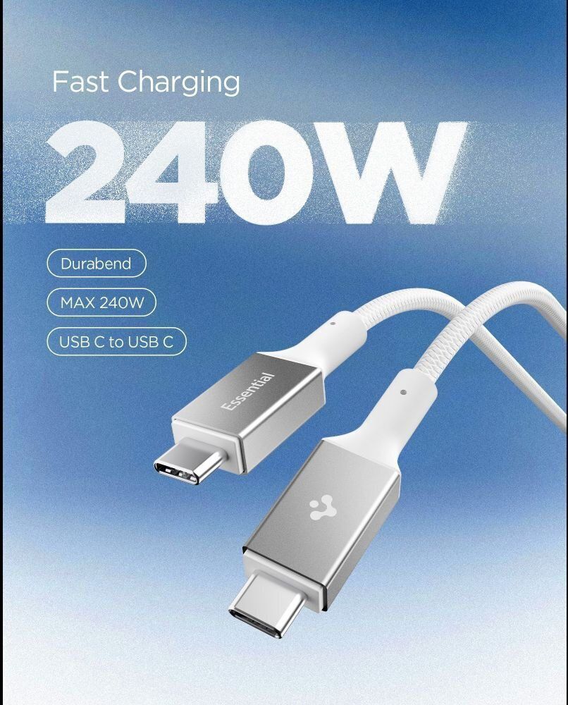 Spigen Essential USB-C to USB-C 240W Fabric Cable White